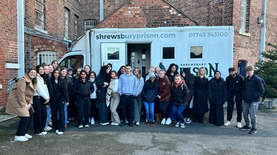 Alderbrook Criminology and Sociology students at Shrewsbury prison